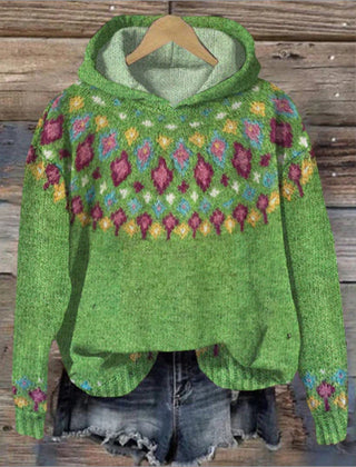 Sharon | Ethnic Retro Hoodie - Light Green