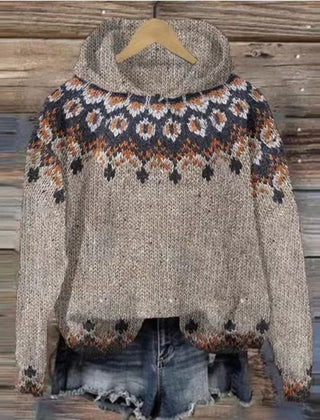 Sharon | Ethnic Retro Hoodie - Khaki