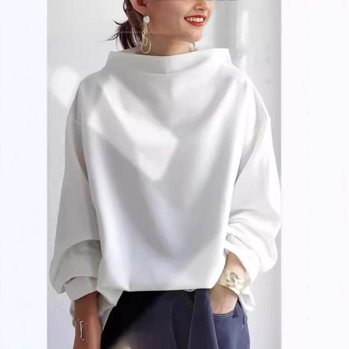 Cynthia | AURALEINA – HIGH-NECK SOFT KNIT TOP - White