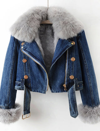 Christine | Olivia Klein Luxurious Denim Coat - Dark blue
