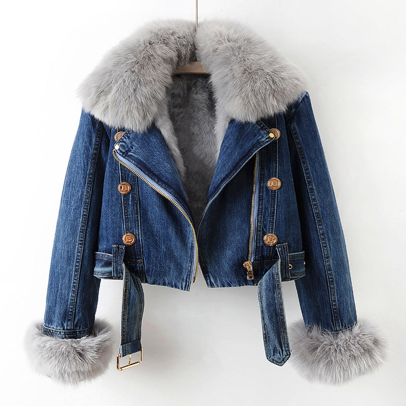Christine | Olivia Klein Luxurious Denim Coat - Dark blue