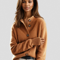 Evelyn | SOFIA BUTTON CARDIGAN - Caramel
