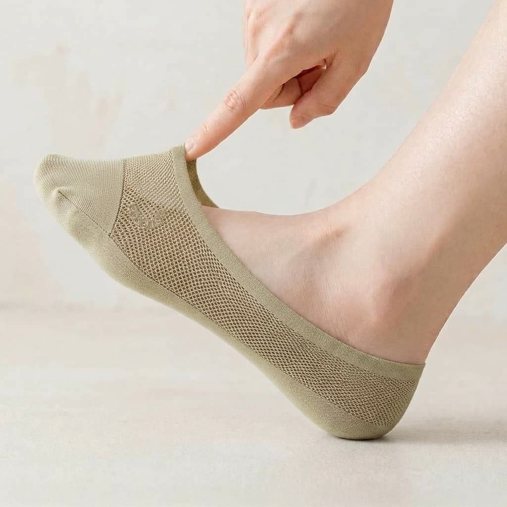 Doris | Anti-Slip Breathable Cotton Footies - Green