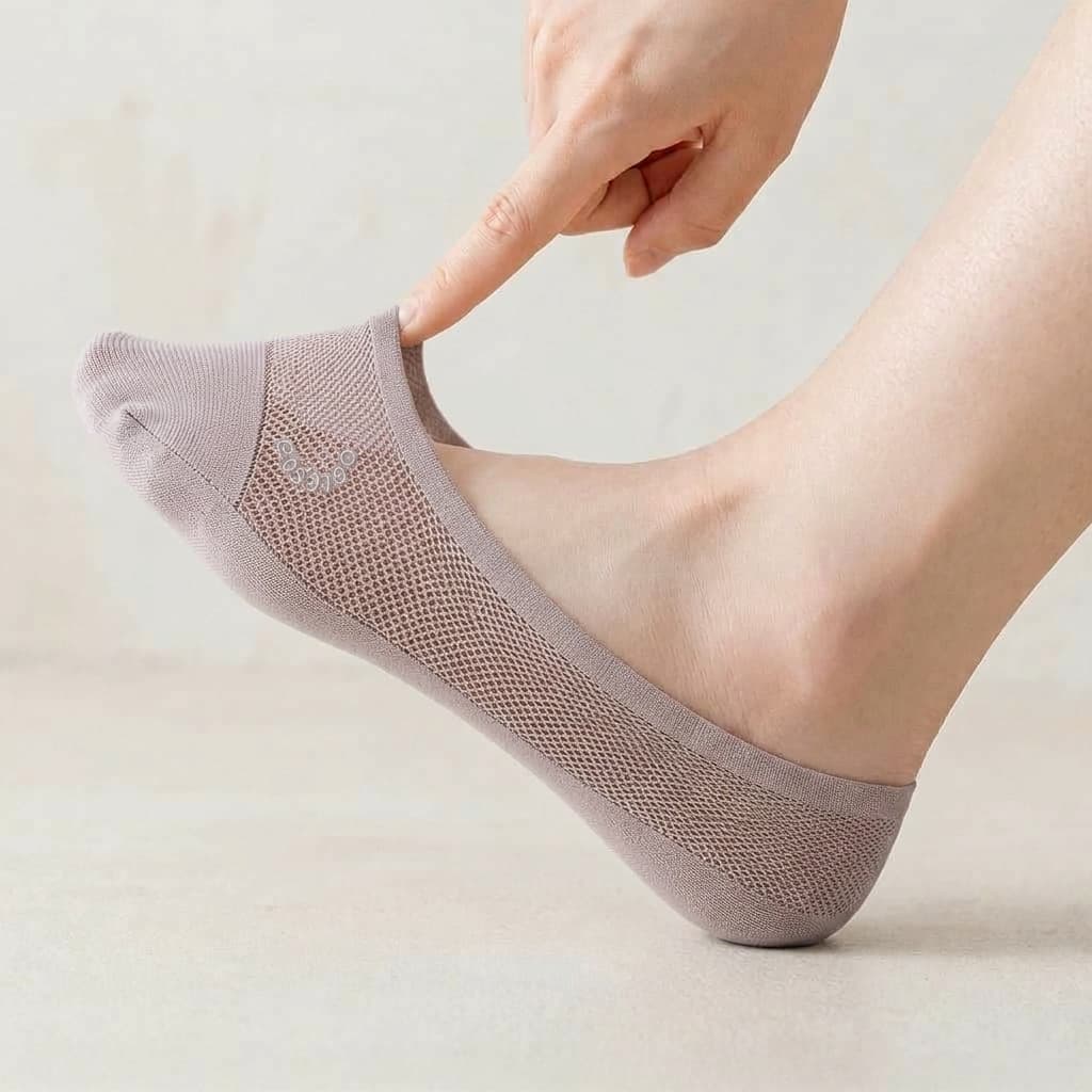 Doris | Anti-Slip Breathable Cotton Footies - Pink