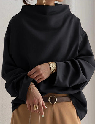 Cynthia | AURALEINA – HIGH-NECK SOFT KNIT TOP - Black