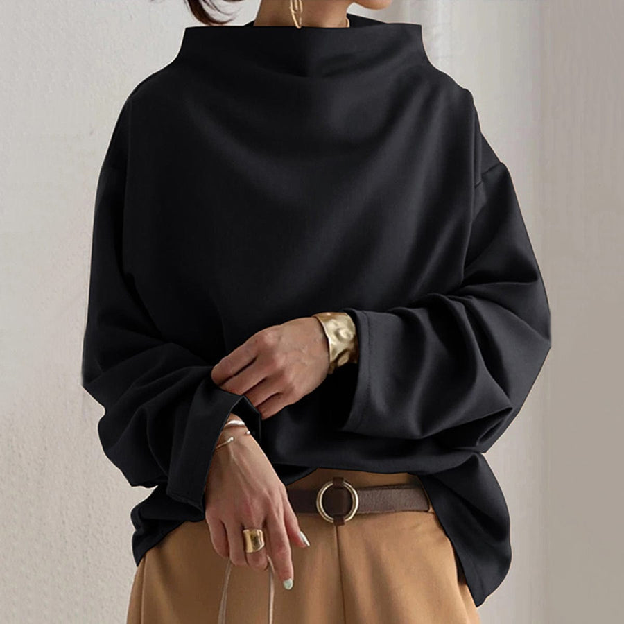 Cynthia | AURALEINA – HIGH-NECK SOFT KNIT TOP - Black