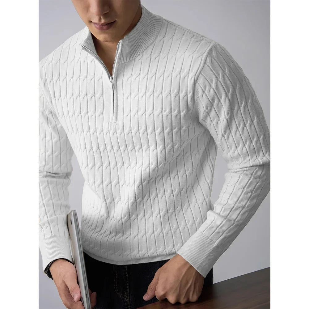 Christine | Ellison Cable Half-Zip - White