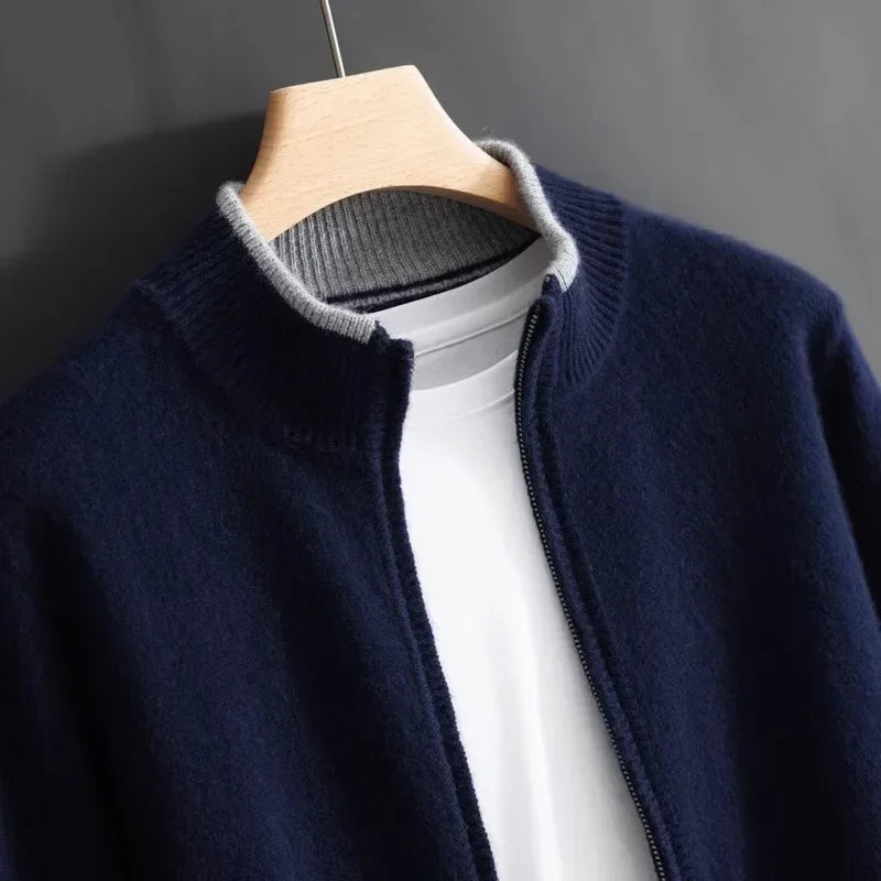 Gladys | Riku Cashmere Zip Jacket - Navy Blue