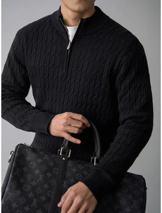 Christine | Ellison Cable Half-Zip - Black