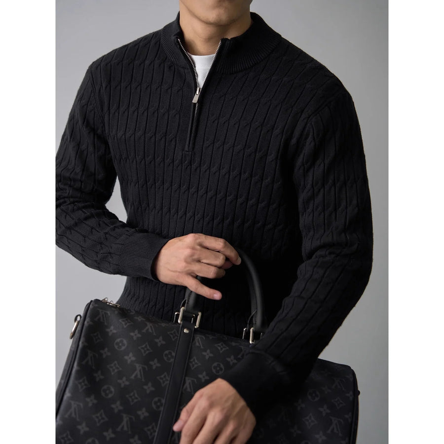 Christine | Ellison Cable Half-Zip - Black