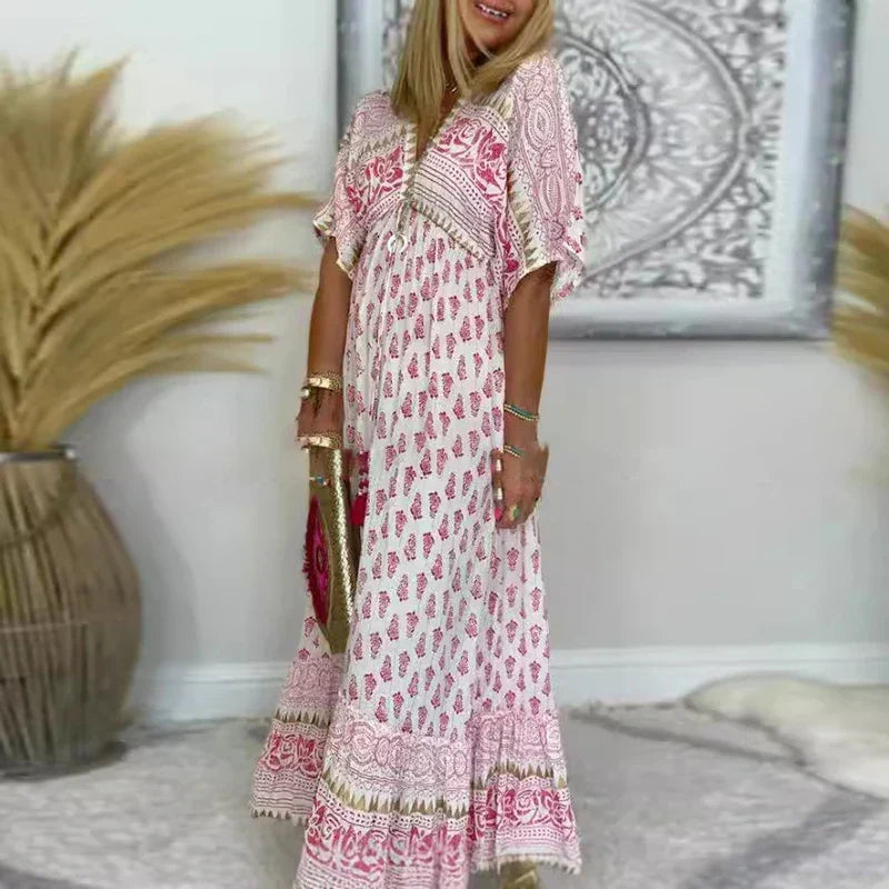 Ruby | Boho Print Maxi - Pink