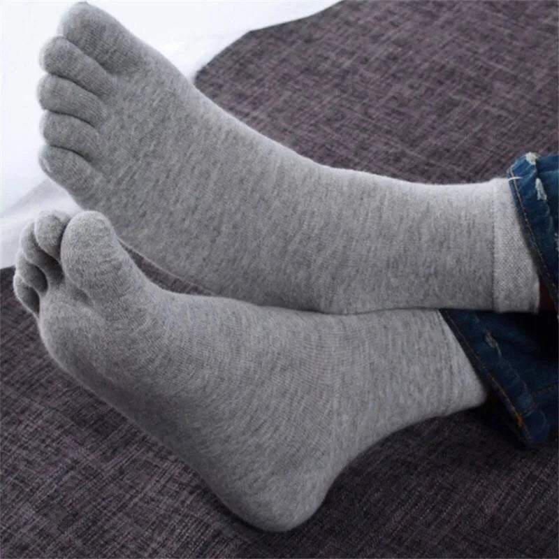 Irene | Breathable Cotton Toe Socks - Light Gray
