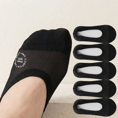Doris | Anti-Slip Breathable Cotton Footies - Black