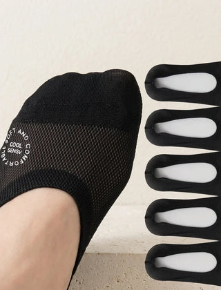 Doris | Anti-Slip Breathable Cotton Footies - Black