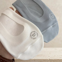 Doris | Anti-Slip Breathable Cotton Footies - Blue