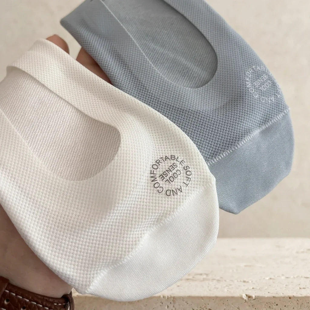 Doris | Anti-Slip Breathable Cotton Footies - Blue