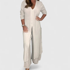 Janet | Comfortable Two-Piece Set - White