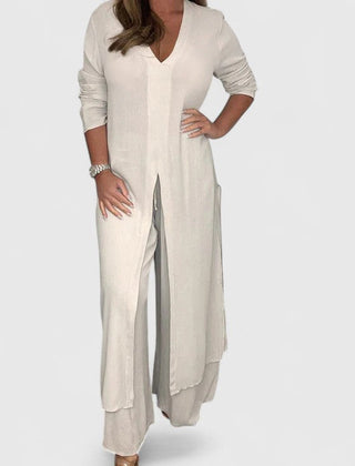 Janet | Comfortable Two-Piece Set - White