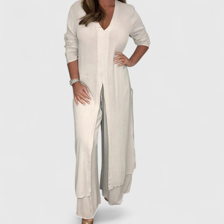 Janet | Comfortable Two-Piece Set - White