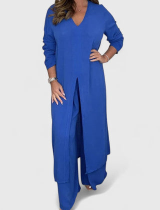 Janet | Comfortable Two-Piece Set - Blue