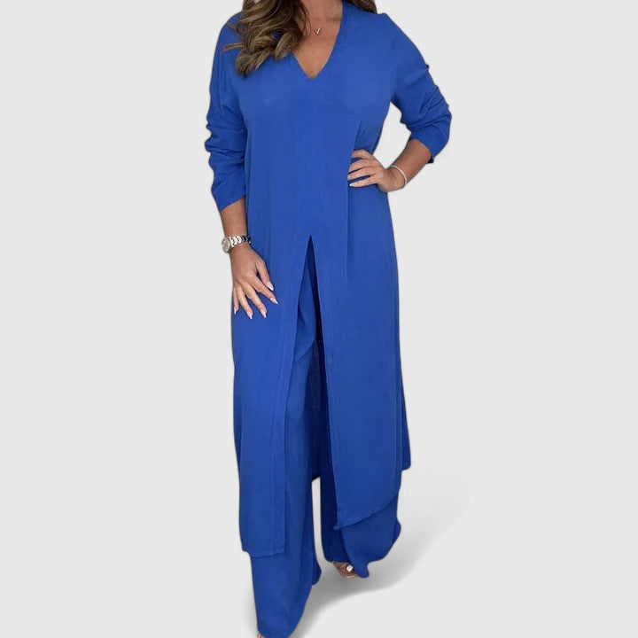 Janet | Comfortable Two-Piece Set - Blue
