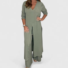 Janet | Comfortable Two-Piece Set - Green