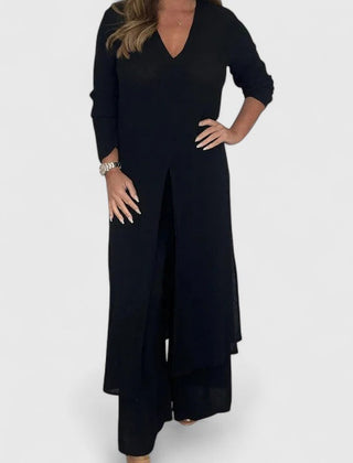 Janet | Comfortable Two-Piece Set - Black
