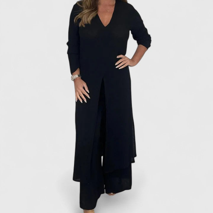 Janet | Comfortable Two-Piece Set - Black