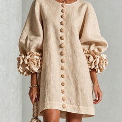 Phyllis | Sculptural Mini Dress - Beige