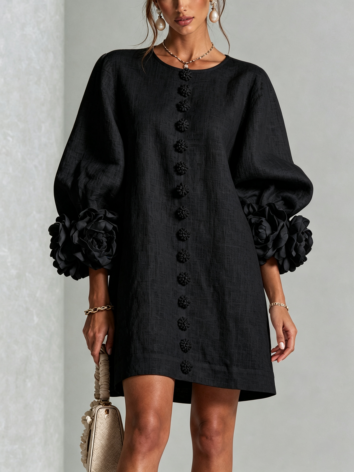 Phyllis | Sculptural Mini Dress - Black