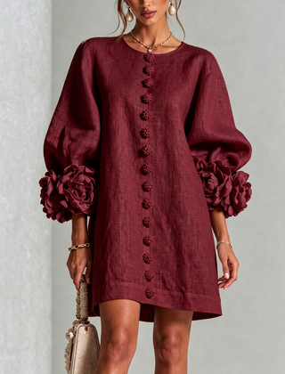 Phyllis | Sculptural Mini Dress - Burgundy