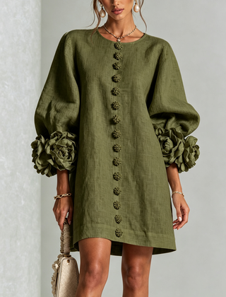 Phyllis | Sculptural Mini Dress - Olive Green