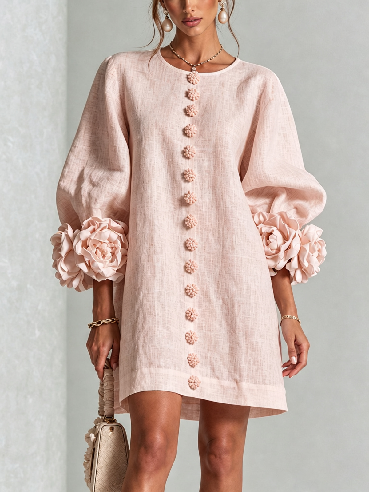 Phyllis | Sculptural Mini Dress - Pink