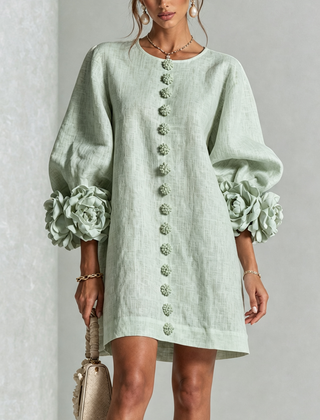Phyllis | Sculptural Mini Dress - Sage Green