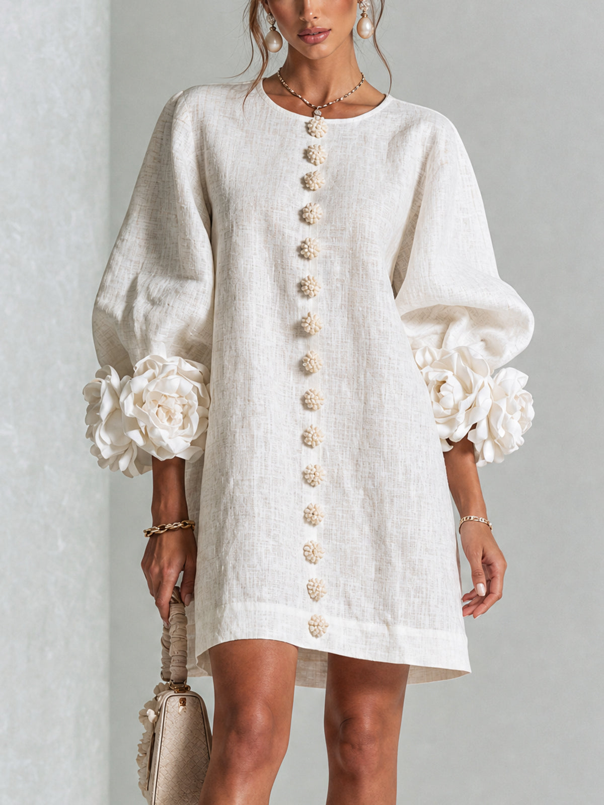Phyllis | Sculptural Mini Dress - White