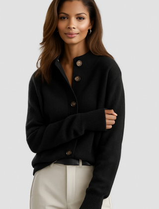 Evelyn | SOFIA BUTTON CARDIGAN - Black