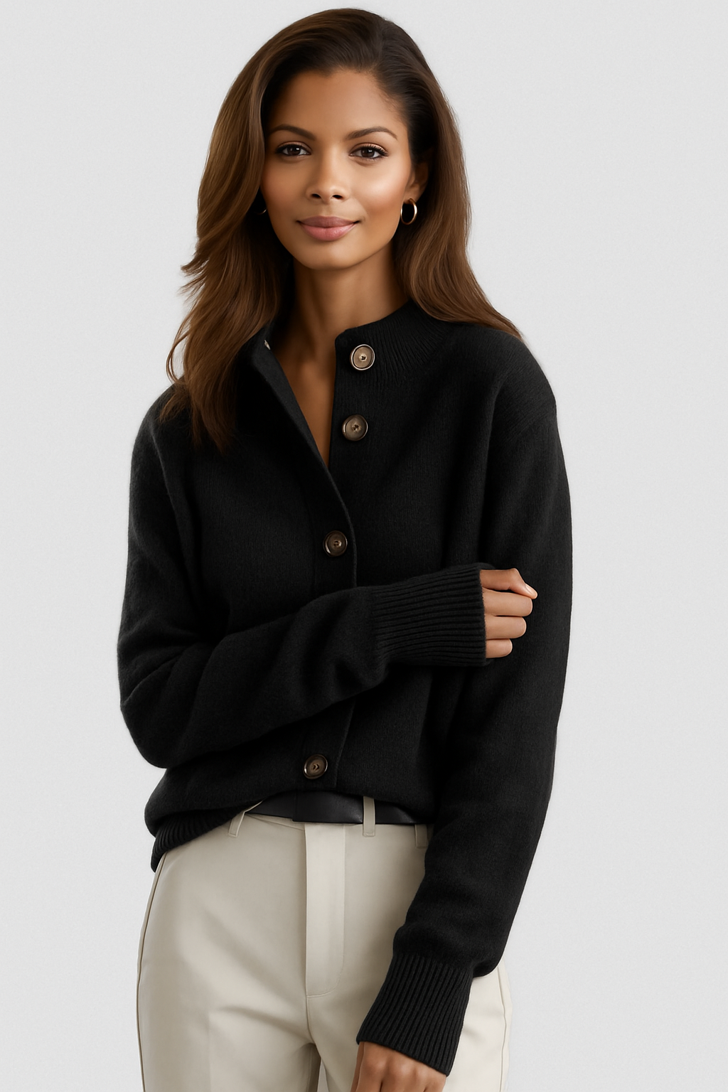 Evelyn | SOFIA BUTTON CARDIGAN - Black