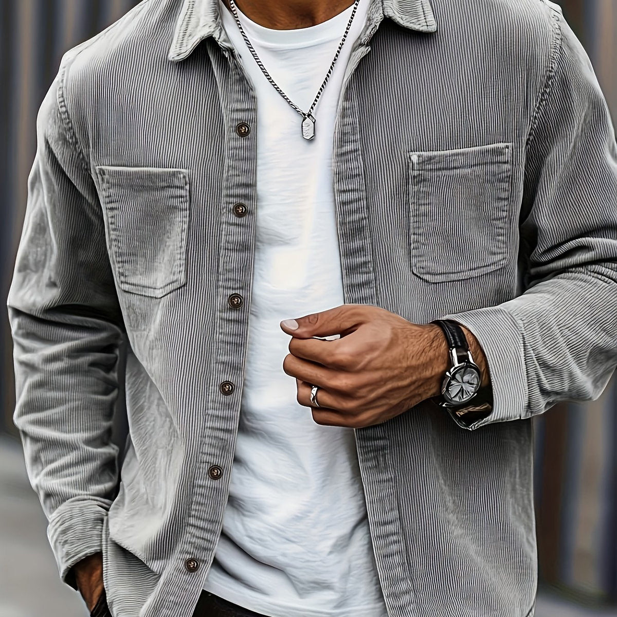 Janet | Ellison Cord Overshirt - Grey