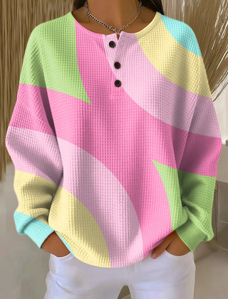 Bernice | Sweater with Abstract Geometric Pattern - Pink