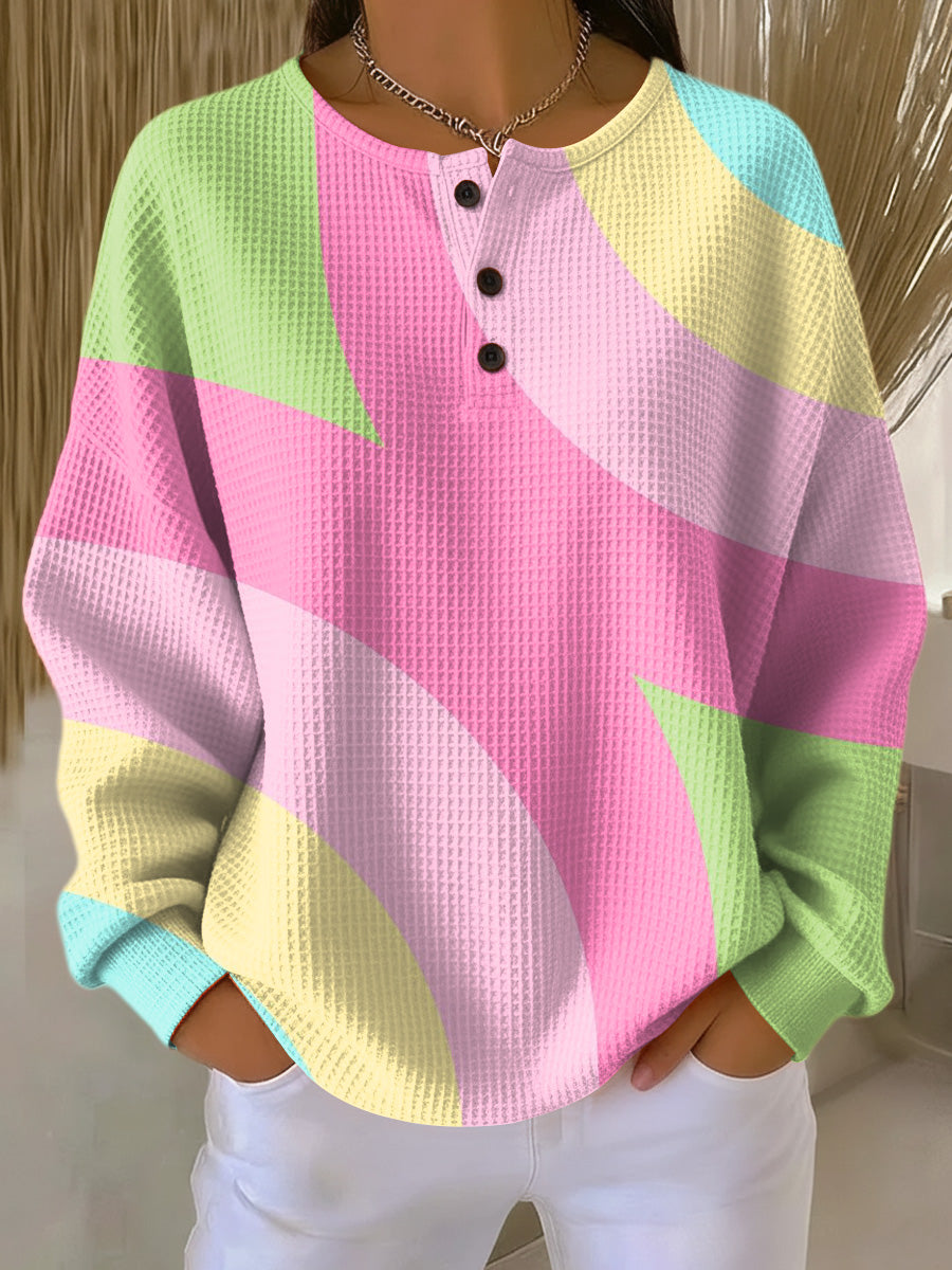 Bernice | Sweater with Abstract Geometric Pattern - Pink