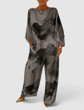 Gloria | Elegant Two-Piece Set - Silver Gray