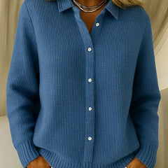 Lucille | Elegant Cozy Knit Cardigan - Dark Blue
