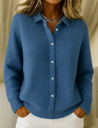 Lucille | Elegant Cozy Knit Cardigan - Dark Blue