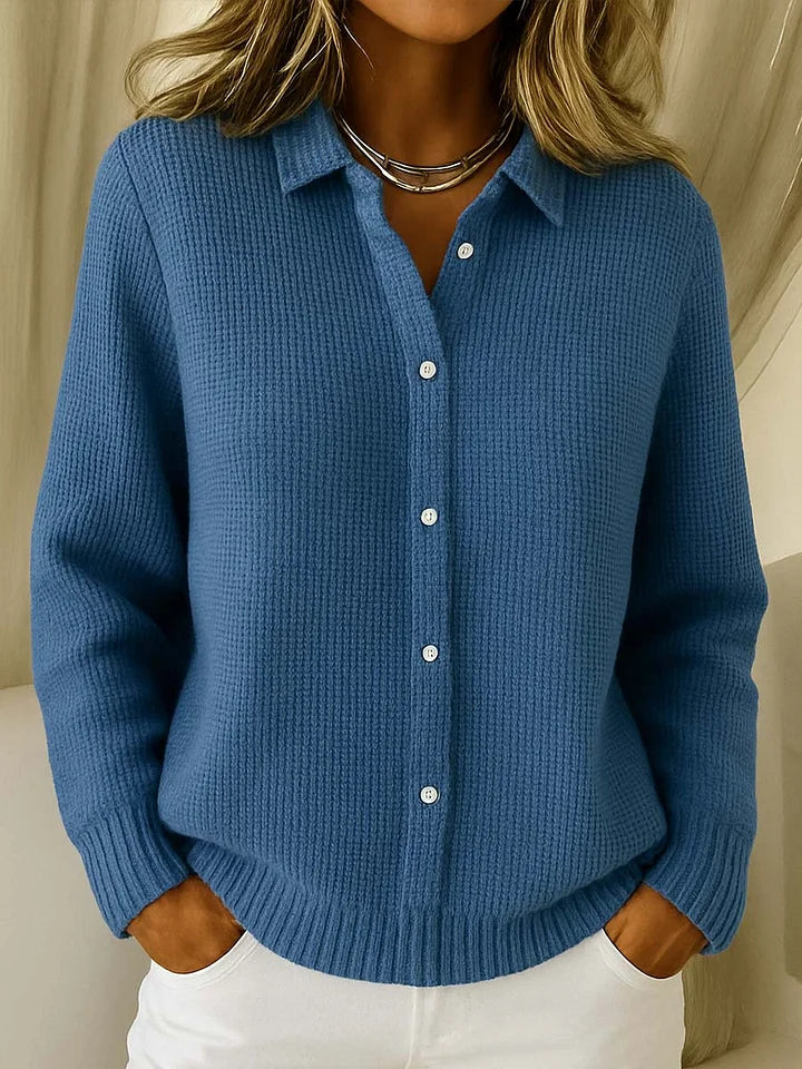 Lucille | Elegant Cozy Knit Cardigan - Dark Blue