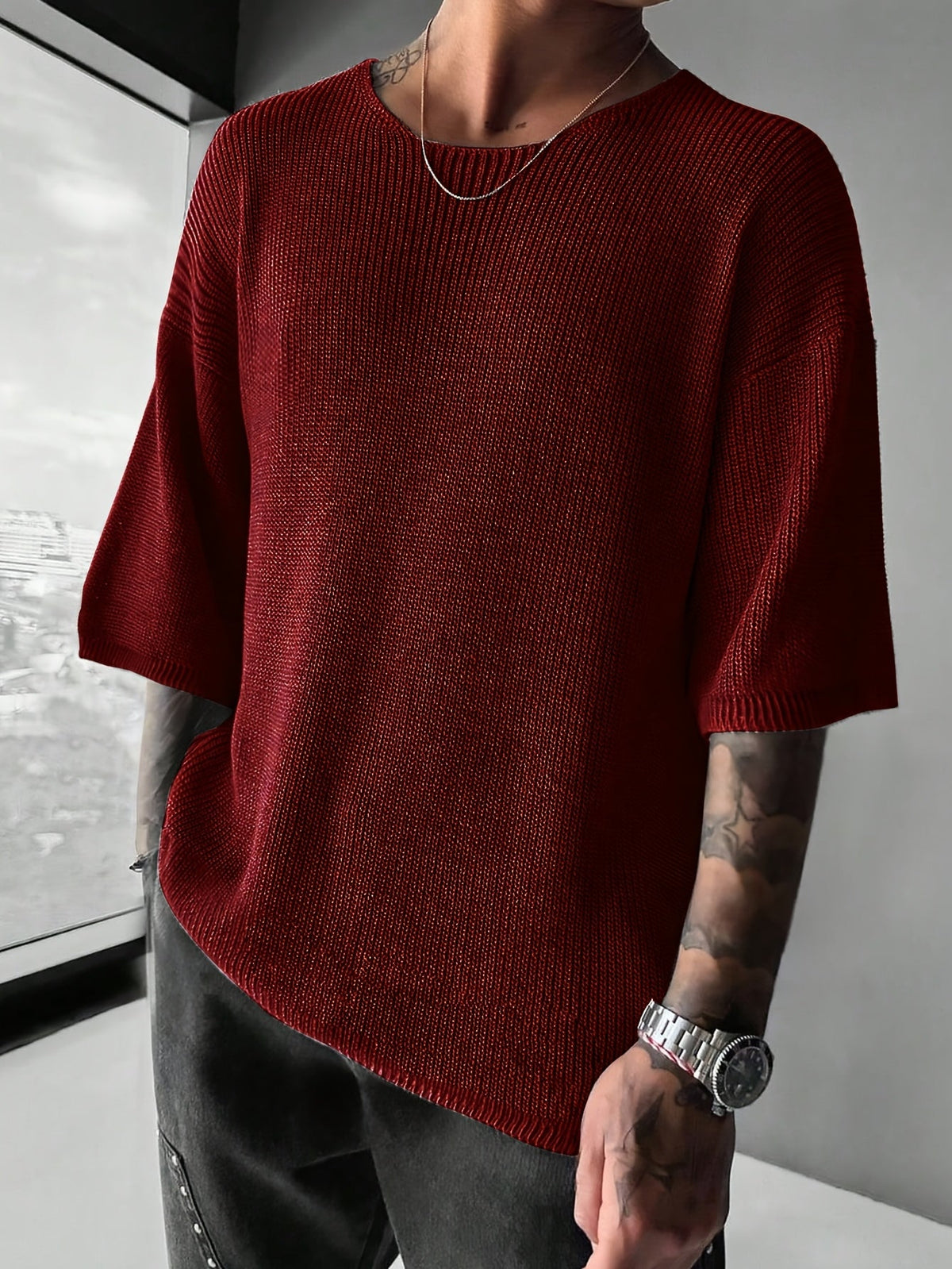 Ann | Caden Knit Pullover - Burgundy