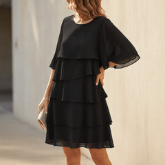 Angela | Florelle – Women's Layered Ruffle Dress - Black