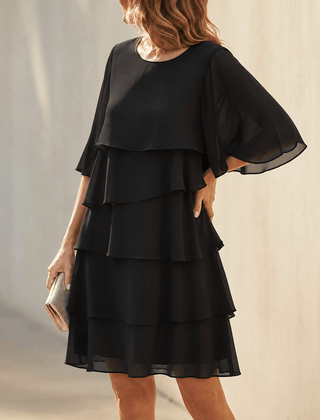 Angela | Florelle – Women's Layered Ruffle Dress - Black