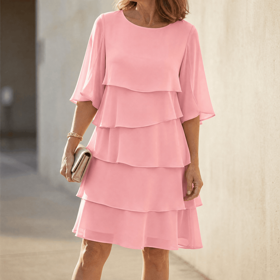 Angela | Florelle – Women's Layered Ruffle Dress - Pink