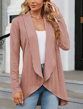 Josephine | Women's Draped Open-Front Cardigan - Pink