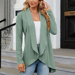 Josephine | Women's Draped Open-Front Cardigan - Mint Green